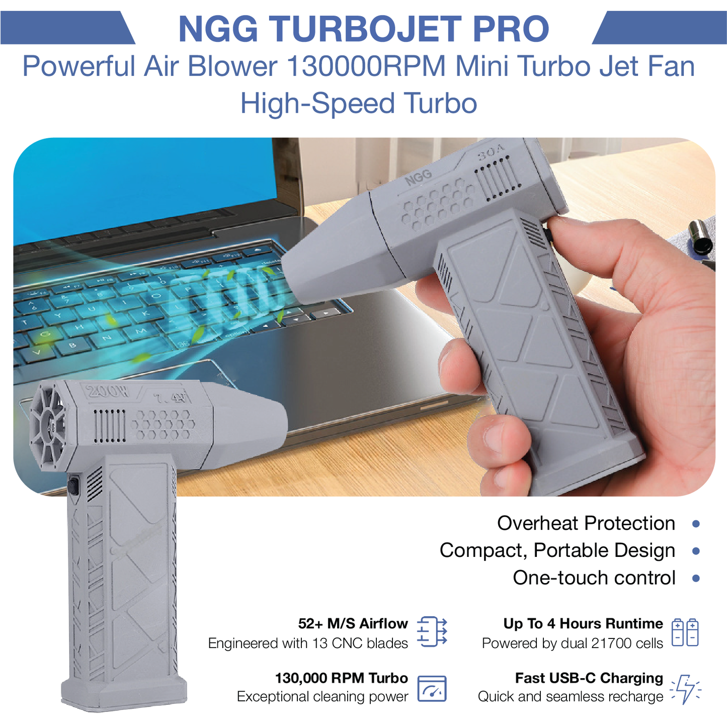 NGG® TURBOJET PRO MINI AIR BLOWER 130,000RPM NEW 2025 NGG013